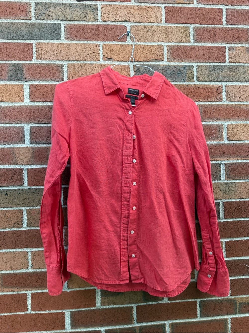J.Crew Baird McNutt Irish Linen Button Front Shirt Coral Red Size 8